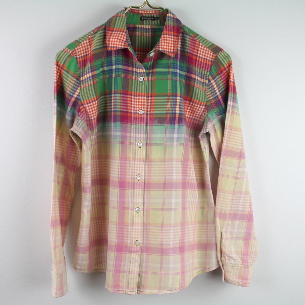 J McLaughlin Multicolor Plaid Ombre Fannel Button Down Shirt 2